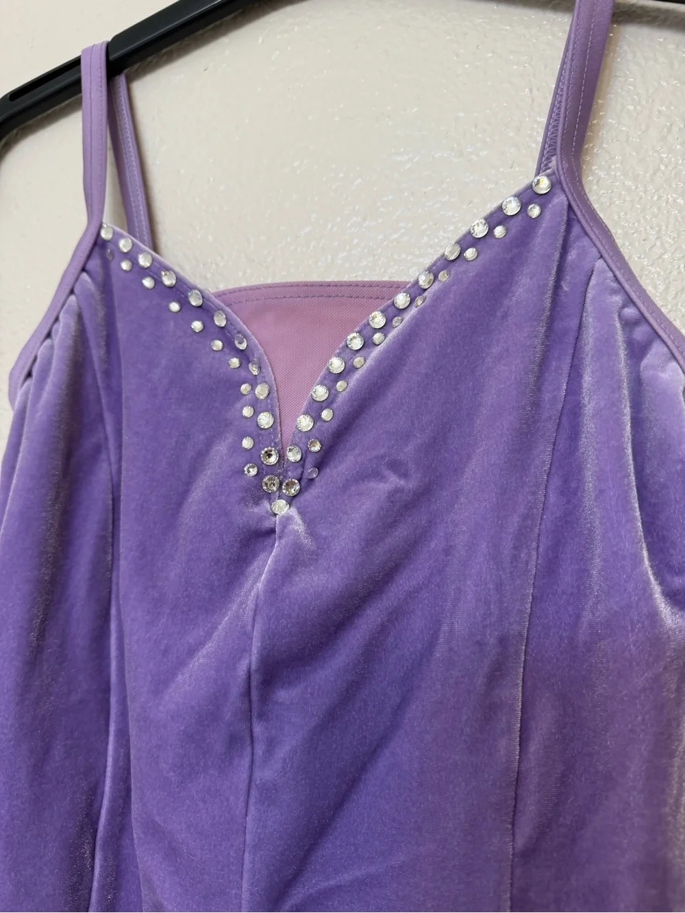 WEISSMAN solo Dance Costume lavender velvet rhinestone custom 17684 SA